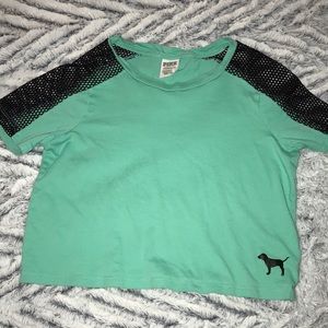 PINK teal crop top